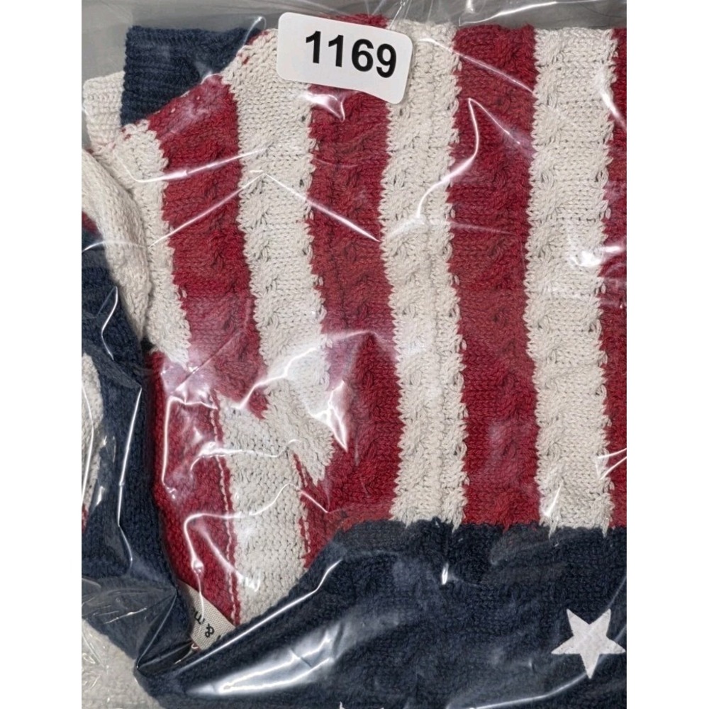 Moon & Madison American Flag Knit Sweater Tank Top Medium Red White Blue Stars - Picture 7 of 7